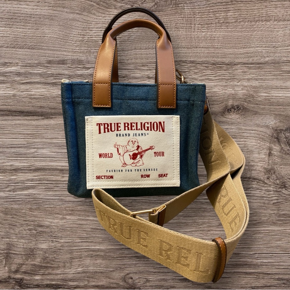 True Religion Tote Bag, Women's Mini Travel Shoulder Bag with Adjustable Strap